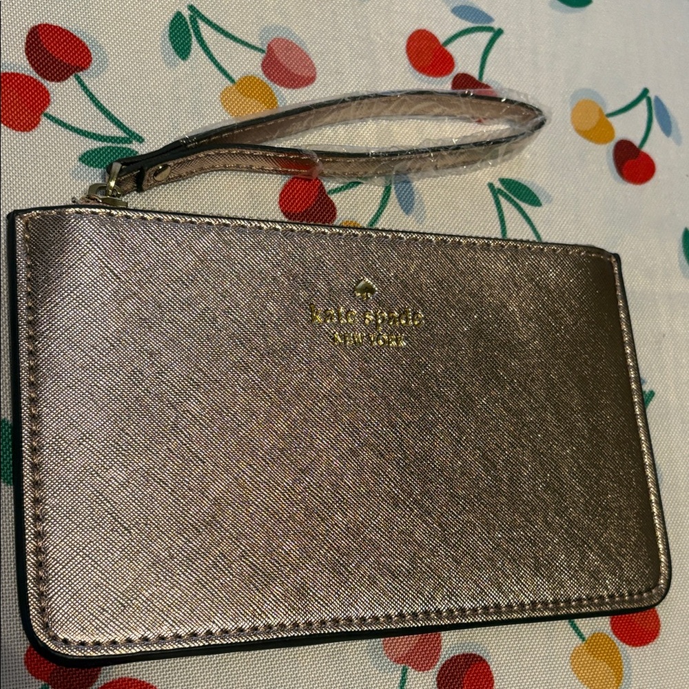Kate Spade Metallic Rose Gold Large Wristlet NWOT